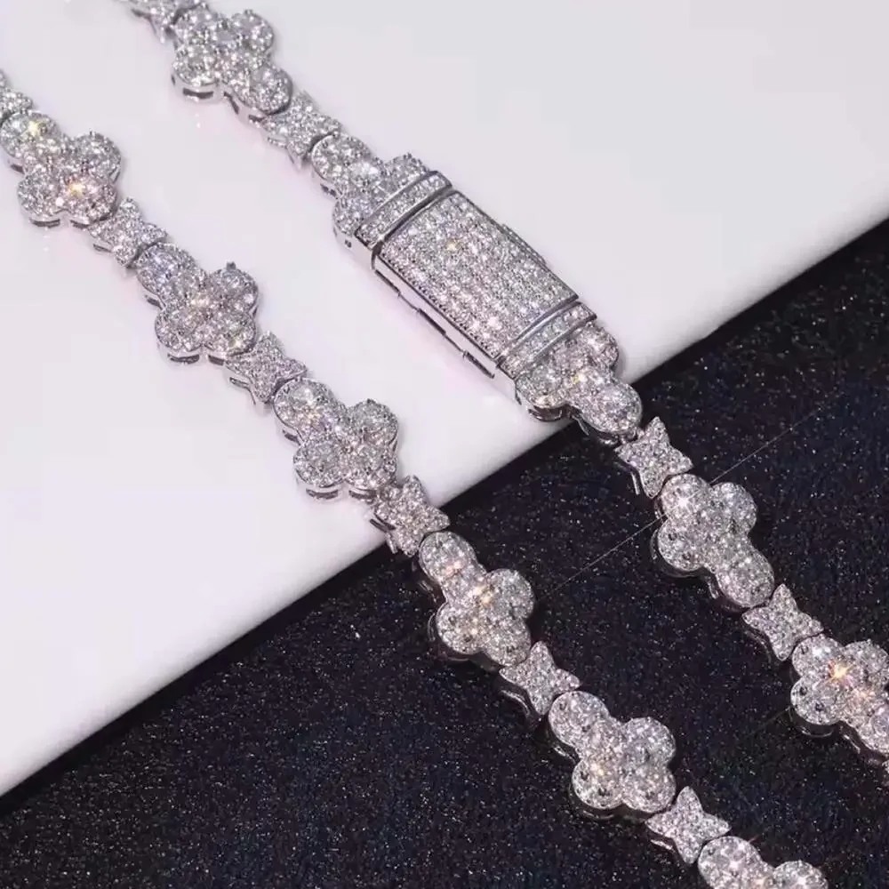 10mm Iced Out Tennis Cross Bracelet 8inch